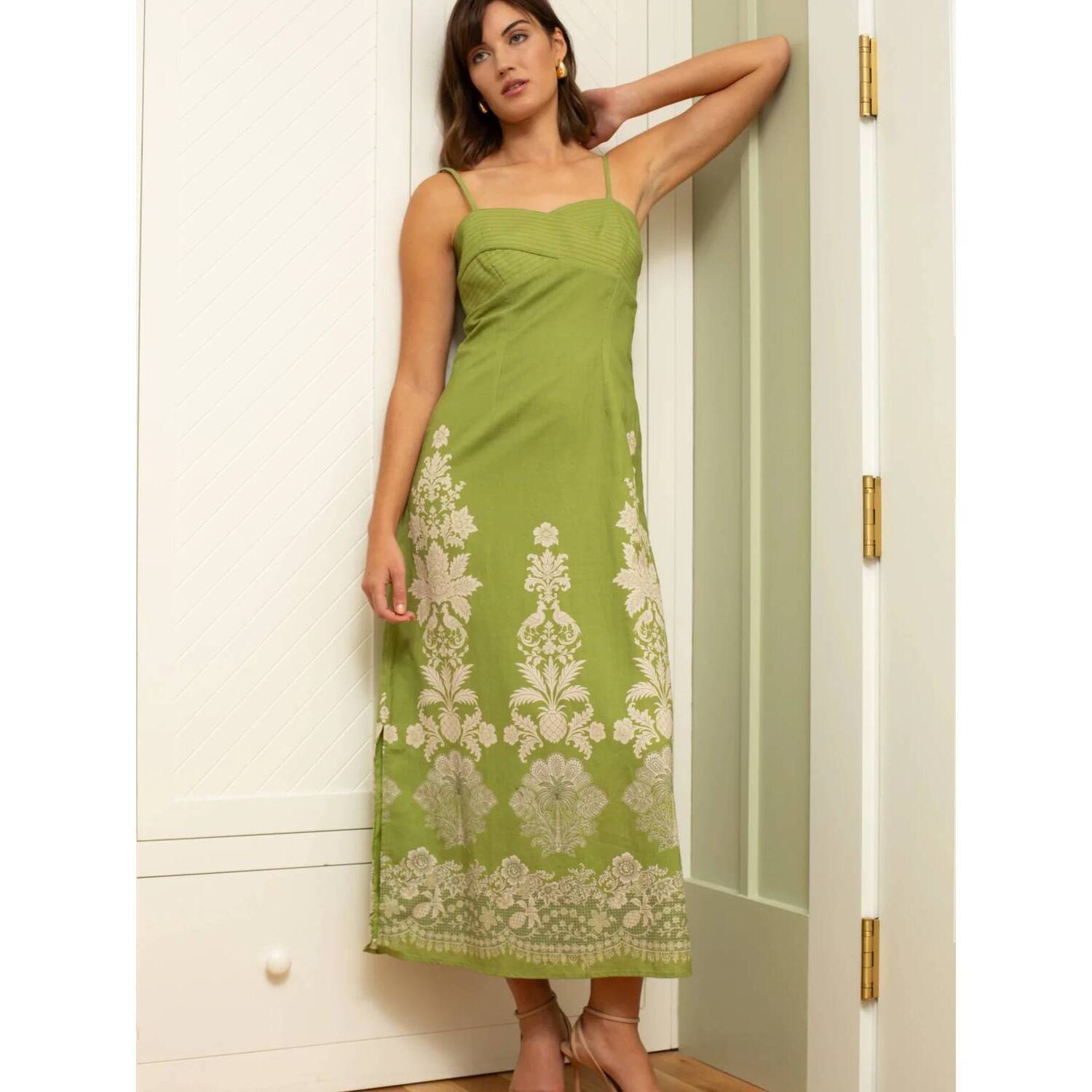 New Anna Cate Carlie Midi Dress In Green Floral